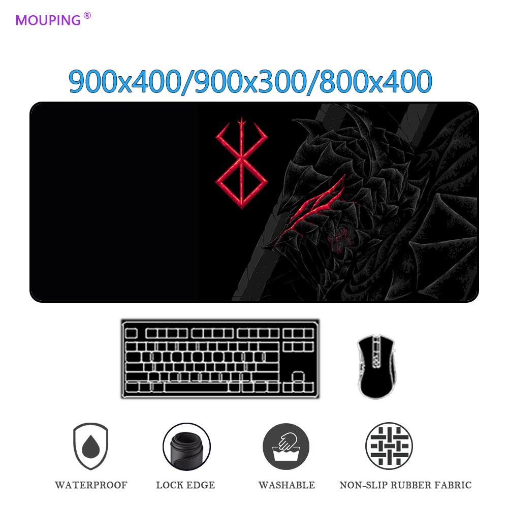 Tapete Berserk Mouse Pad Xxl Minimalista Mousepad Gamer Preto De Jogo Anime Teclado Acessórios De Mesa Pc