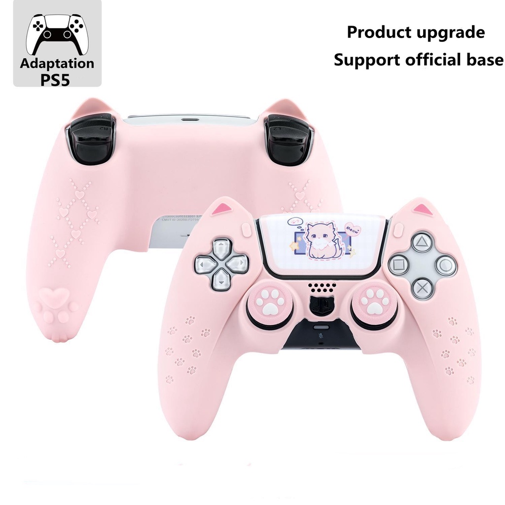 GeekShare Capa protetora de silicone antiderrapante Cat Paw PS4 para  controle sem fio DualSense do Playstation 4 - Rosa