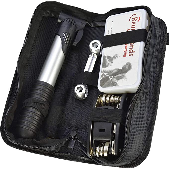 Kit Ferramentas Bike Bicicleta Remendo Pneu Bomba De Ar Bolsa Quadro