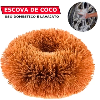 Escova Bucha De Coco Lava Carro Para Uso Doméstico E Lavajato Alta Limpeza Roda Calota Auto em Oferta na Shopee