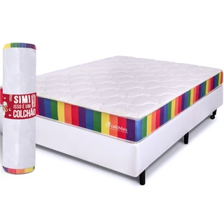 Cama Box Casal Com Colchão A Vácuo Ortopédico Espuma Certificada 138x188x51cm BF Colchões
