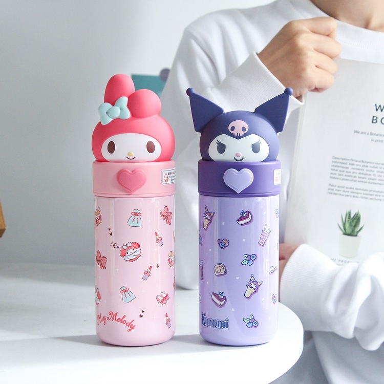 Copo Termostático Japonês Sanrio cartoon Duplo A Vácuo kuromi Cinnamoroll HelloKitty Garrafa De Água Para Beber Copos Da Escola Infantil