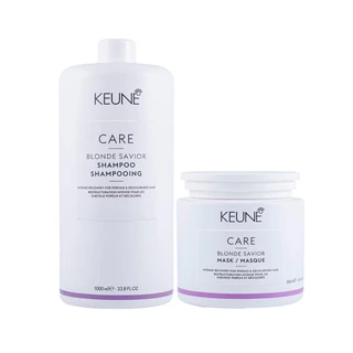 Kit Keune Cuidado da Cor Blonde Savior - Shampoo e Máscara de Reparação 500 ml em Oferta na Shopee