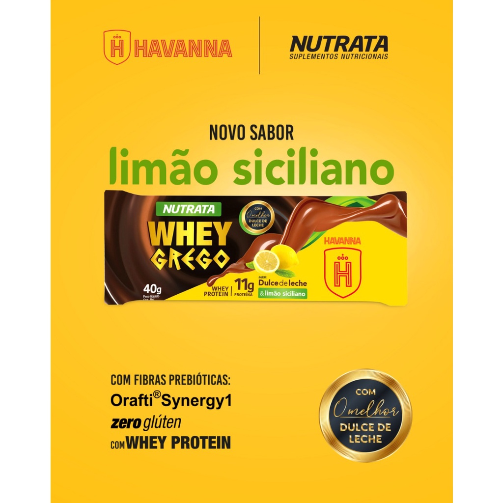 WHEY GREGO BAR SABOR DULCE DE LECHE E LIMAO SICILIANO HAVANNA DISPLAY C/ 12 – NUTRATA