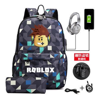 Mochilas Roblox USB para meninas e meninos, volta ás aulas na escola. São  estampas de vários desenhos de Roblox.