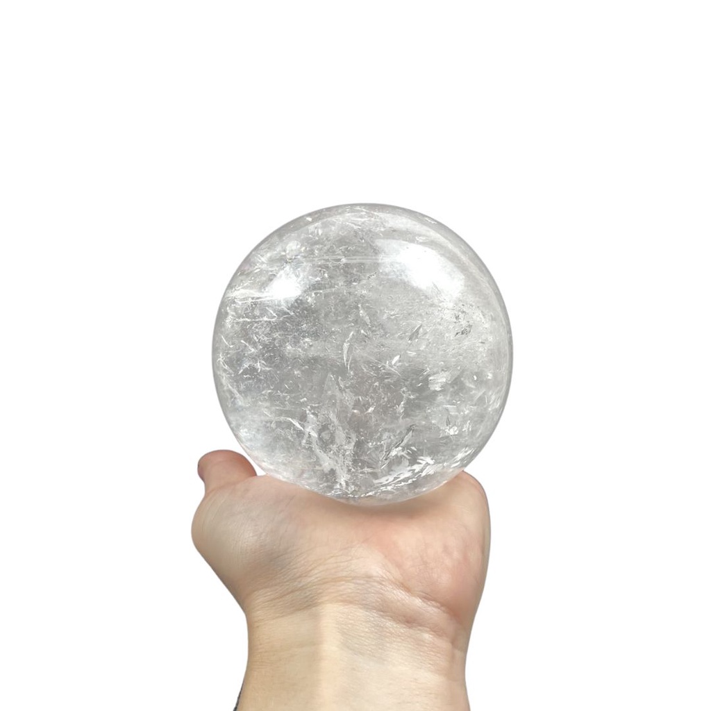 Pssopp Bola de cristal transparente asiática rara quartzo transparente bola  de cura de cristal transparente com base de suporte 40 mm