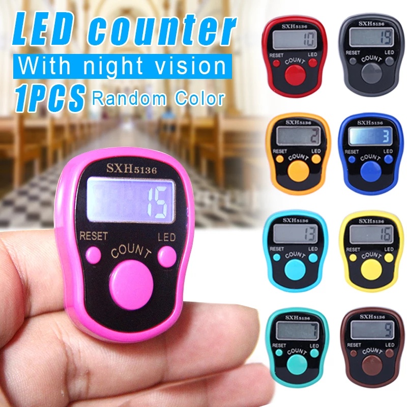 [Decoração Ed] Contador De Passos De Dígitos Reconfigurados Por Led Contadores De Tricô/Anel Luminoso Eletrônico Dedo/Clicker Digital Manual Para Ramadã
