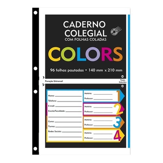 Caderno Colegial 96 Folhas Coladas Pautadas 14x21cm Spiral