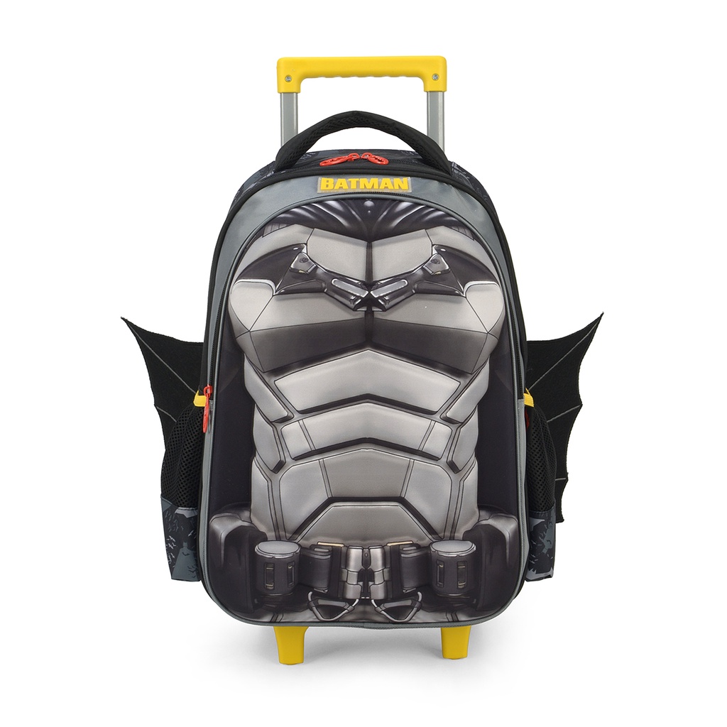 Mochila Escolar C/Rodinha Batman Preto Relevo 3D Asas Luxcel | Shopee ...