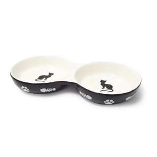 Comedouro Para Gatos The Pets Brasil Porcelana Duplo Preto - 150mL