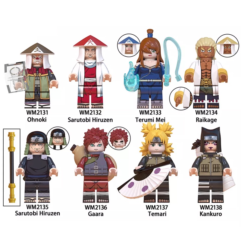 Ohnoki Sarutobi Hiruzen Terumi Mei Raikage Gaara Temari Kankuro Mini Anime Figura Blocos De Construção Kids Brinquedos De Presente