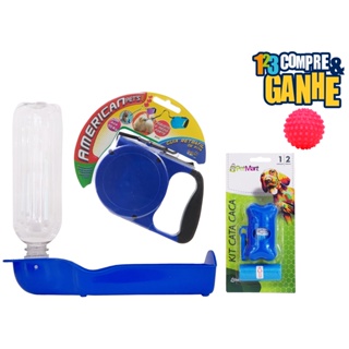 Kit de Passeio Bebedouro Portátil Guia retrátil saquinhos cata coco Cachorro Cães