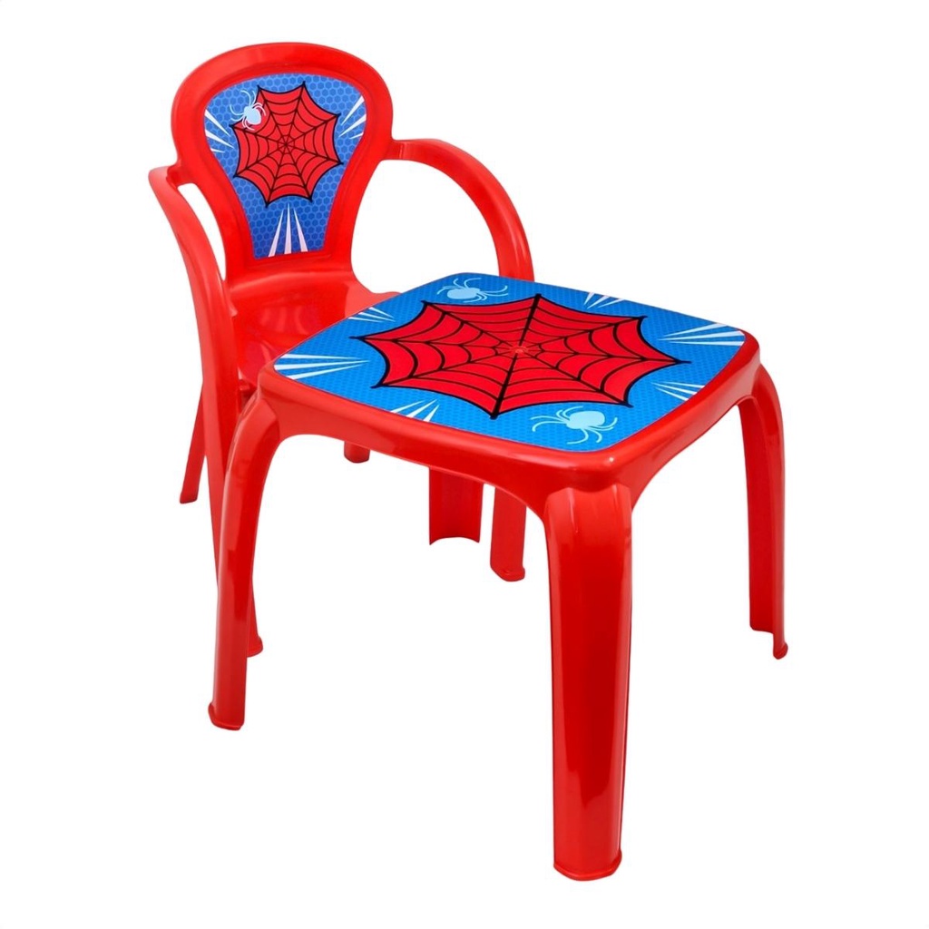 Mesinha Infantil Com Cadeira Teia Aranha Mesa Para Crianças