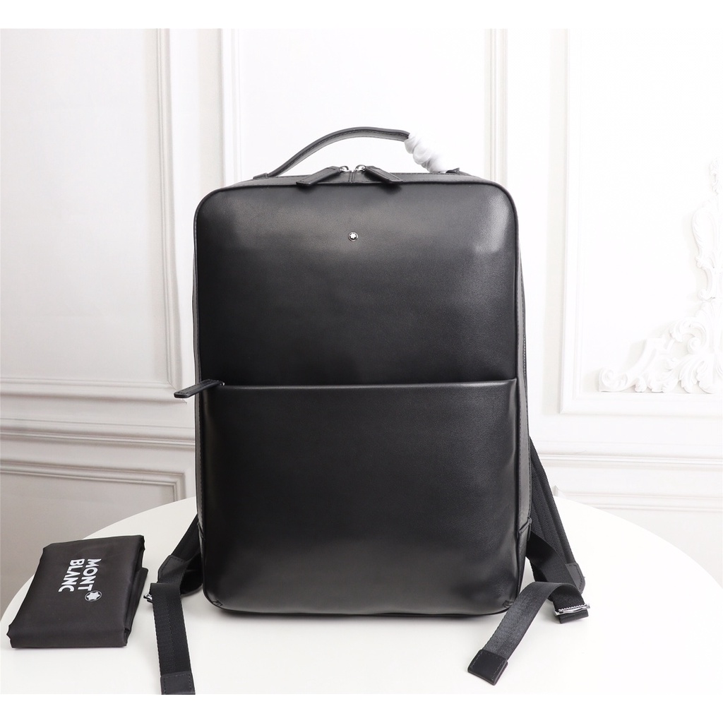 Novo produto Express Montblanc 88517 Mochila de couro genuína Mochila para Laptop de 15,6 polegadas