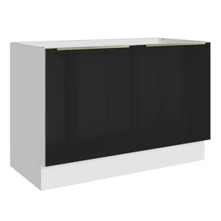 Balcão de Pia Madesa Lux 120 cm 2 Portas - Branco/Preto em Oferta na Shopee