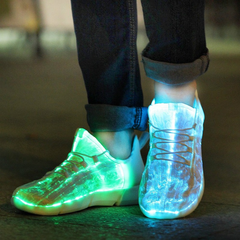 【Ready Stock】Tênis LED De Fibra Óptica Para Meninos Brilhante Meninas Sapatos De Luz Flash Carregamento USB Adulto