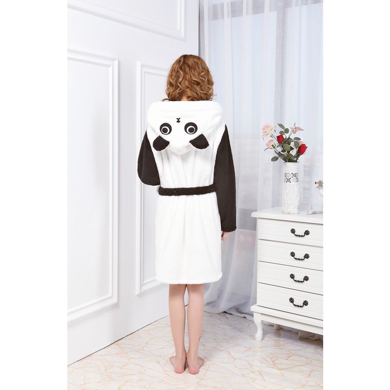 Outono Inverno Unisex Panda Animal Pijamas Robe De Banho Das Mulheres ...