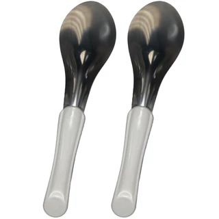 Kit C/ 2 Espátulas Para Gelato Sorvete Italiano Inox Cabo Branco