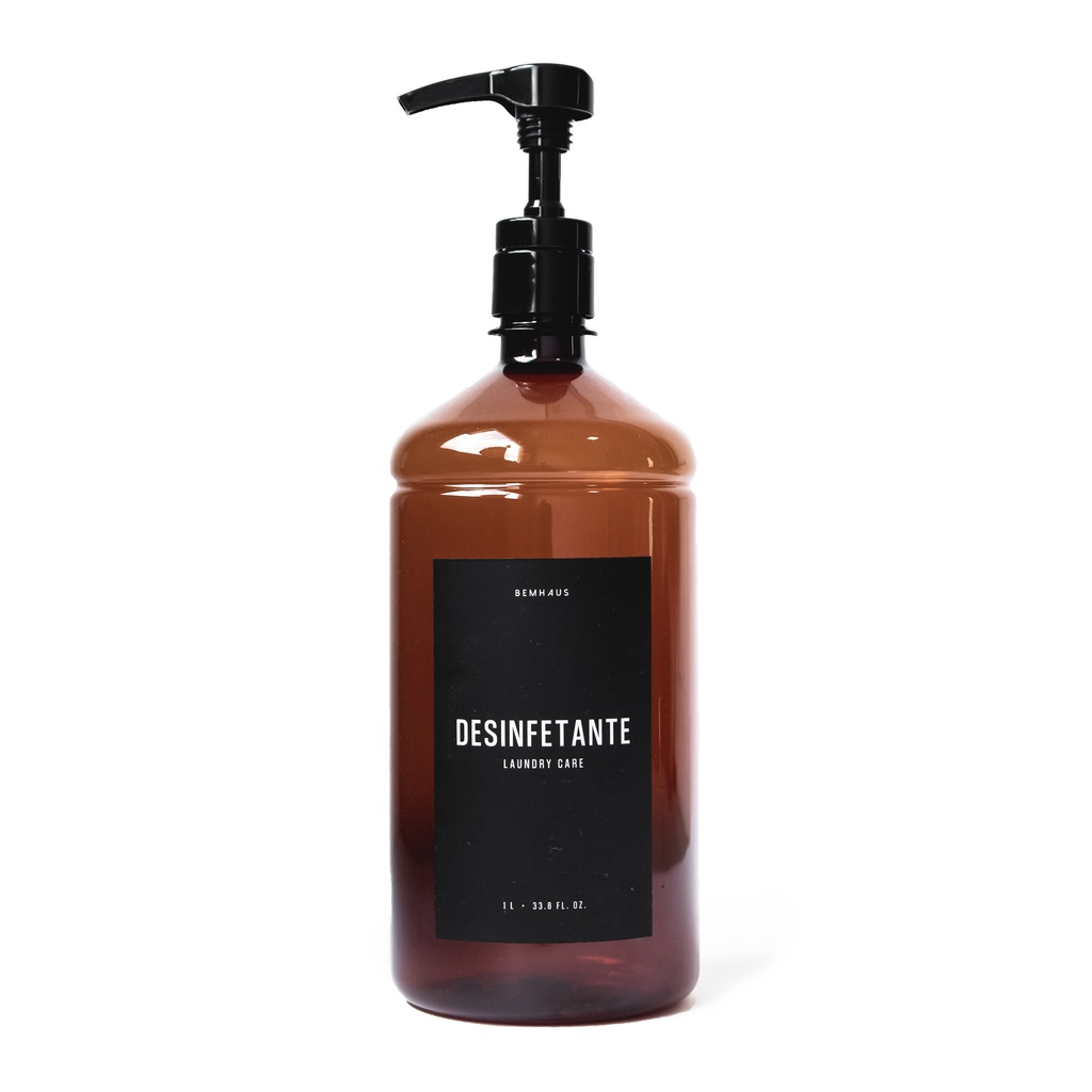 Frasco Dispenser Desinfetante - 1 litro Decoração Lavanderia Bemhaus