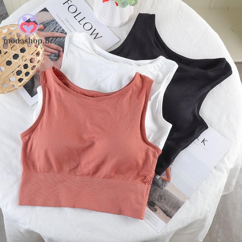 Sutiã Esportivo Para Ioga Sem Costura Alto Impacto Acolchoado Roupa Íntima Fio Colete Top