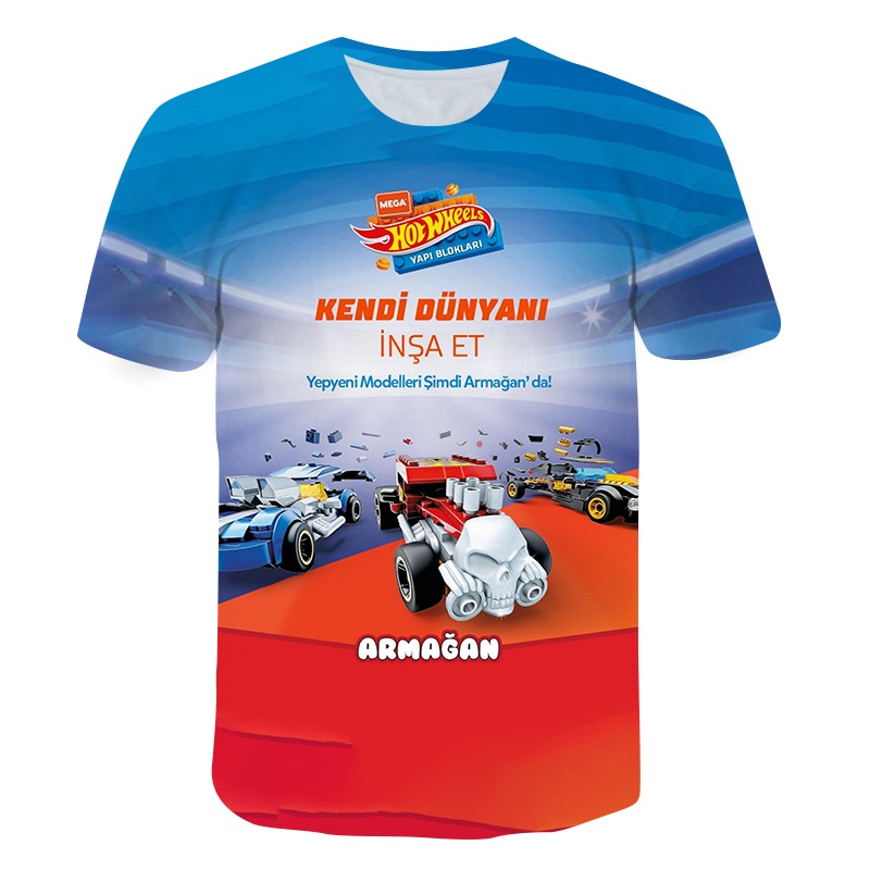 Kids Car Hot Wheels Top Summer T-Shirt 3D-Printed Short Sleeve