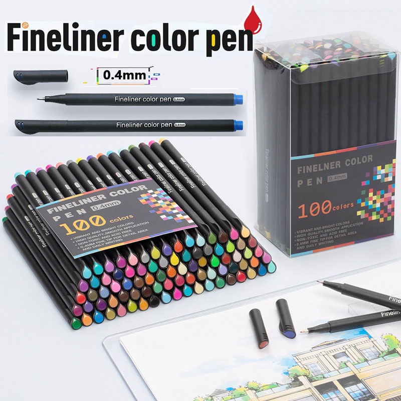 24-100 PCS Fineliner Marker Pen Manga Caneta Colorida Para Lettering 0.4 Mm Art Sketch Journaling Aquarela Material Escolar Papelaria