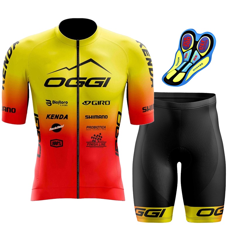 OGGI Ciclismo Jersey Set Roupa De Bicicleta Manga Curta Shorts De Calças De Babete Para Homens Mulheres