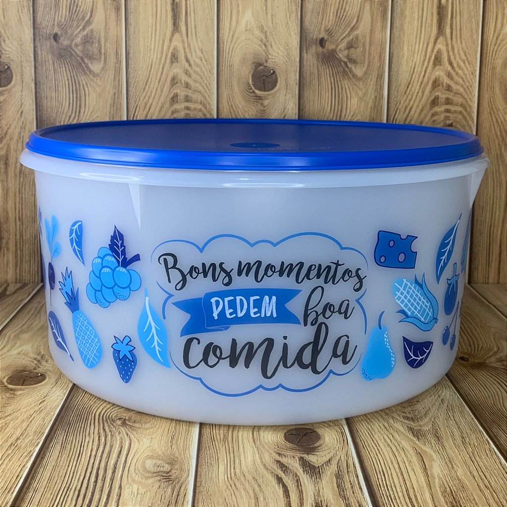 Porta Tudo Tupperware 10 Litros Novo Original Detalhes Azuis Tapuer ...