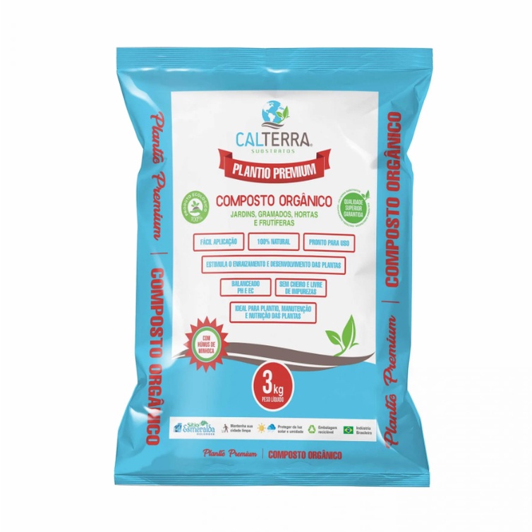 Substrato Plantio Premium Composto Orgânico - 3kg - Calterra