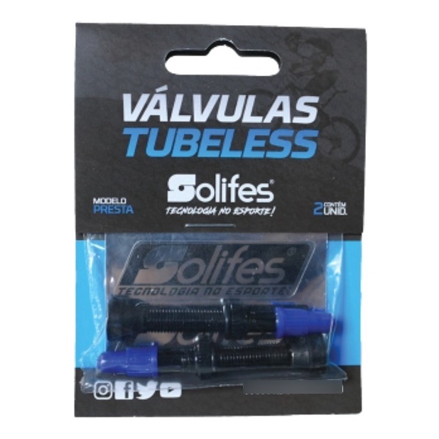 Par Valvula 80mm Solifes Tubeless Bico Presta Ciclismo