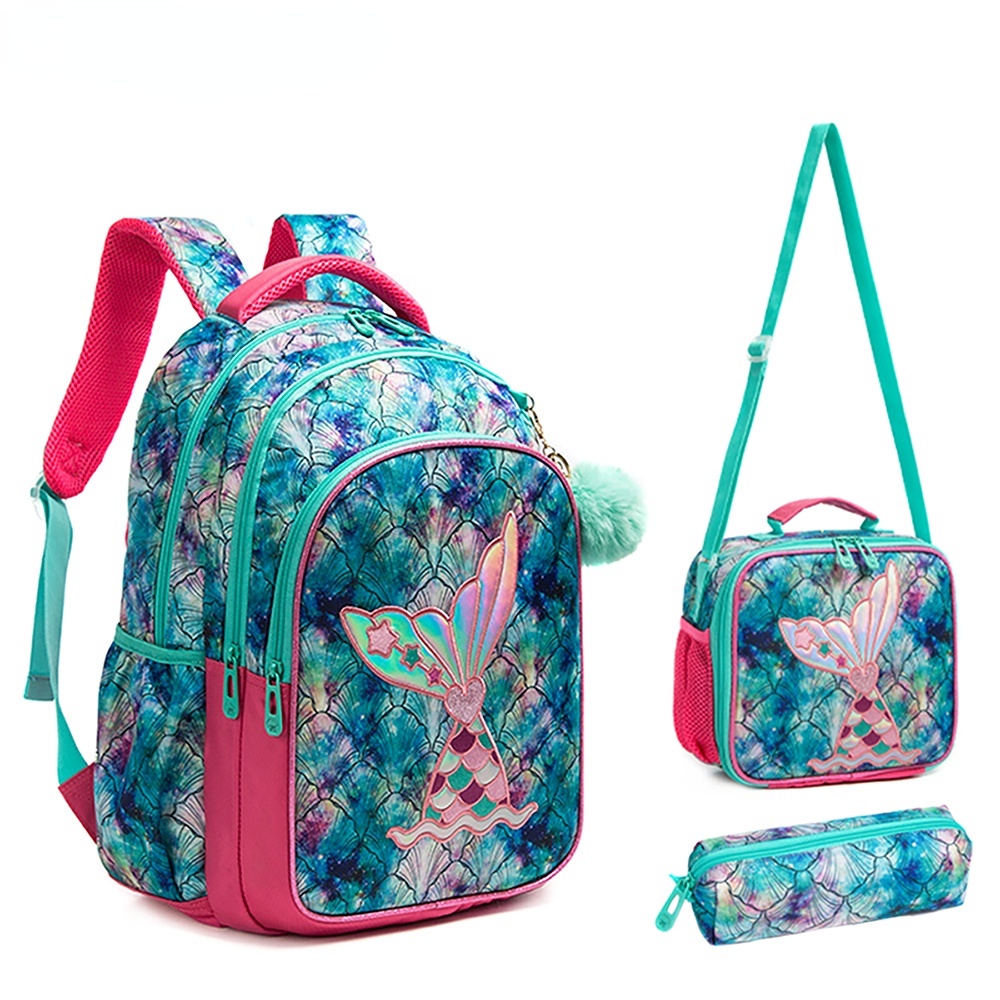 Bolsa escolar de desenho animado com bolsa lápis, mochila de