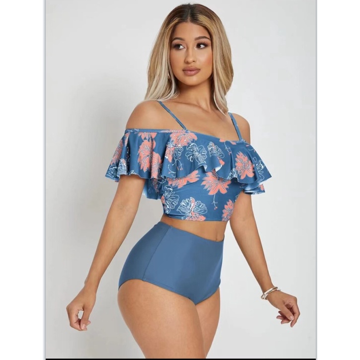 Novos Trajes De Banho Sexy Ruffles Biquíni Feminino De Cintura Alta