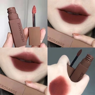 Herororange Batom Brilho Labial Pequeno Hidratante Coloração Duradouro Veludo Mate Lama Impermeável