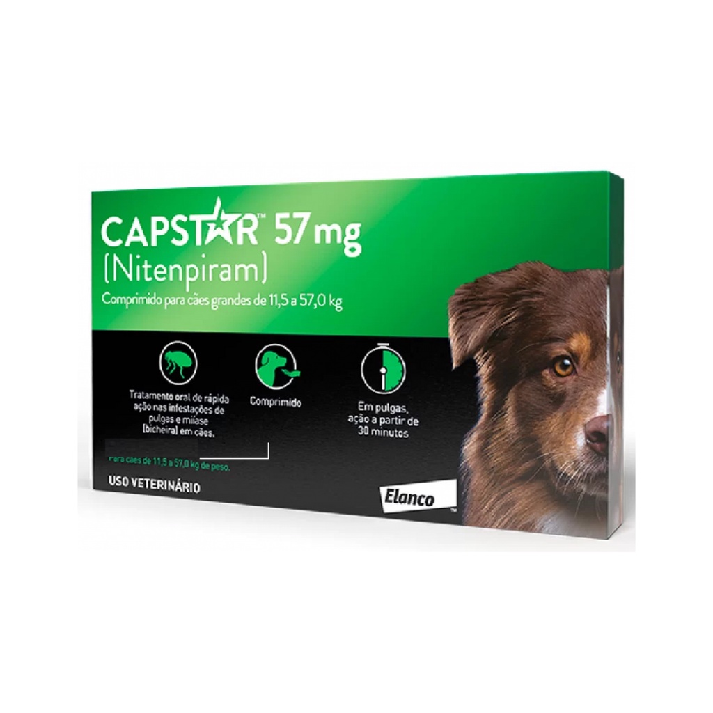 Capstar 57mg Cães 11 A 57Kg Com 6 Comprimidos antipulgas Shopee Brasil