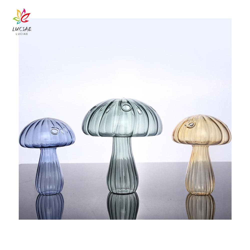 BRLUCIAE Vaso De Vidro Mesa De Decoração De Cogumelo Transparente