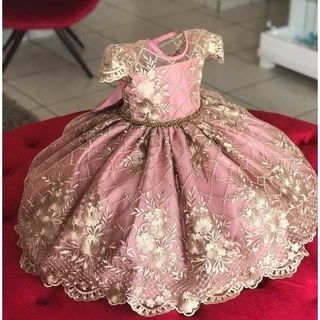 Girls Princess Dress Birthday Party Embroidery Dress Children Flower Lace Flower Girl Wedding Prom Dress