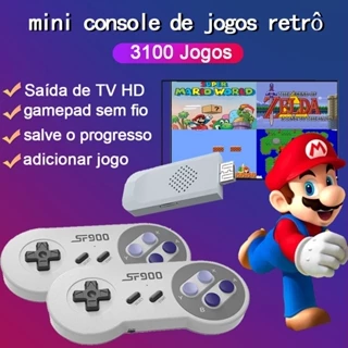 Videogame retrô SF900 Super Nintendo 1500 Game + 2 controles sem fio para videogame de 8 bits
