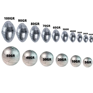 Kit Chumbada 1000gr Oliva ou Bola Chumbo para Pesca Varios Tamanhos