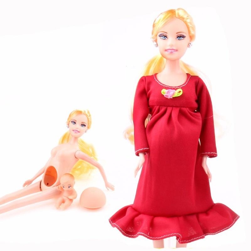 Boneca Barbie Mãe Grávida Com Bebê Em Sua Barriga