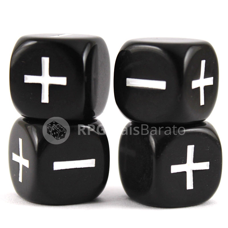Dados Fudge/Fate Negros, 8 Unidades, 16 Mm, Acrílico, Para Juegos De Rol Y Mesa, Dice4friends