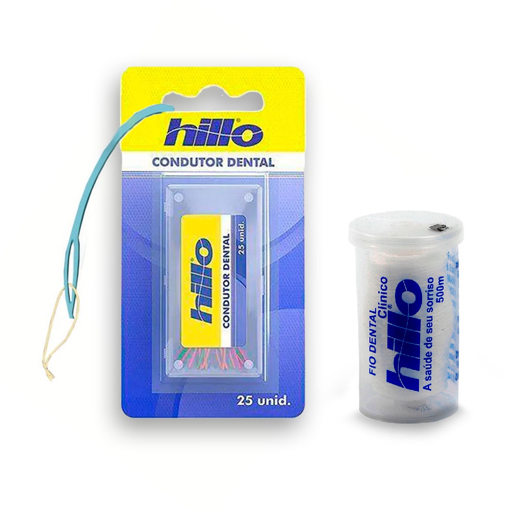 Fio Dental 500 Metros + Passa Fio 25 unidades - Hillo | Shopee Brasil