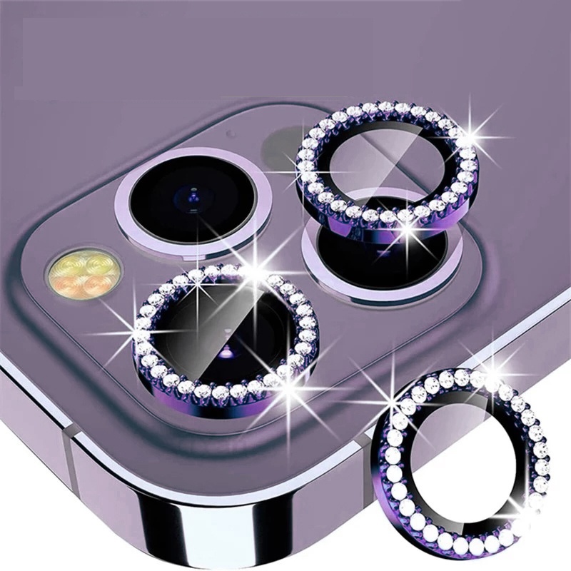 Diamante Para iPhone Lente Protetora De Câmera De Vidro 14 Plus 13 12 11 Pro Max Tampa Tela De Anel Metálico Em iPhone14 14pro