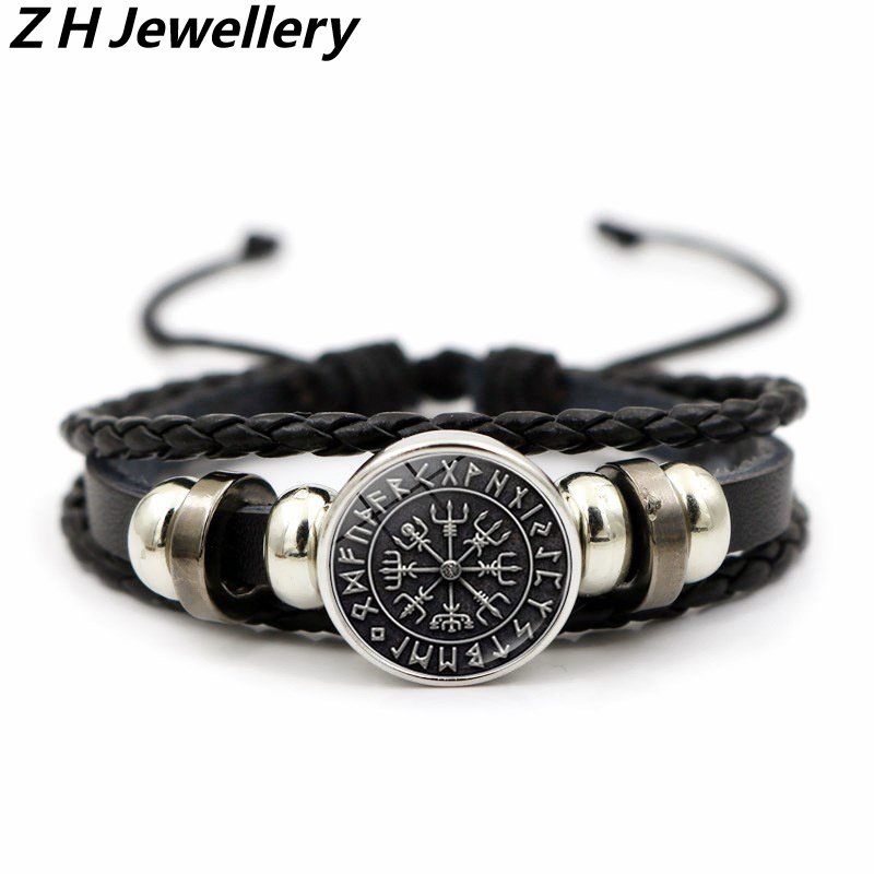 [Z H Bijuteria] Pulseira Viking Moda Masculina Bússola De Couro/Jóias De Festa Acessórios 18CM ~ 21CM