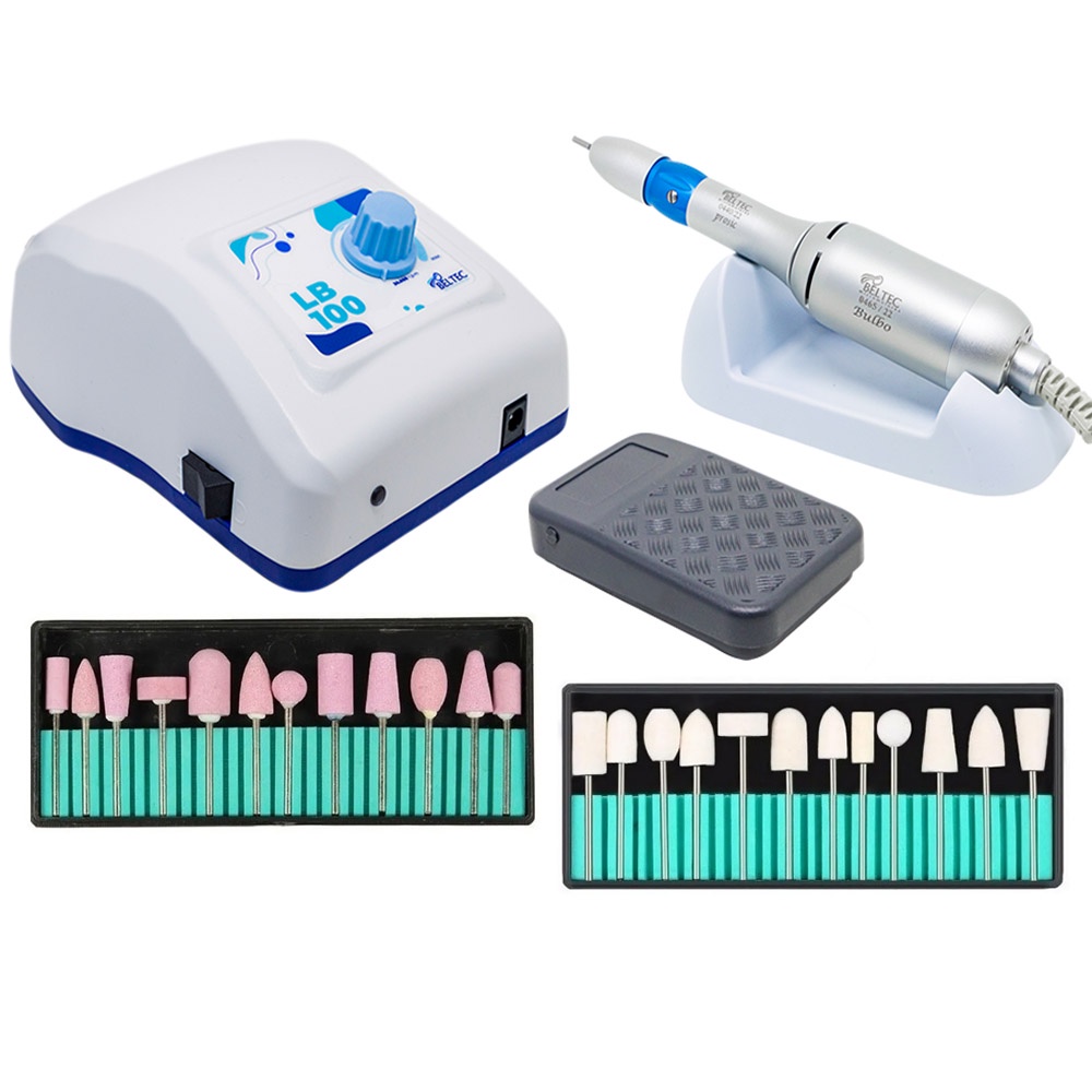 Micro Motor Lb100 Unha Gel + Kit Brocas Polimento E Desbaste | Shopee ...