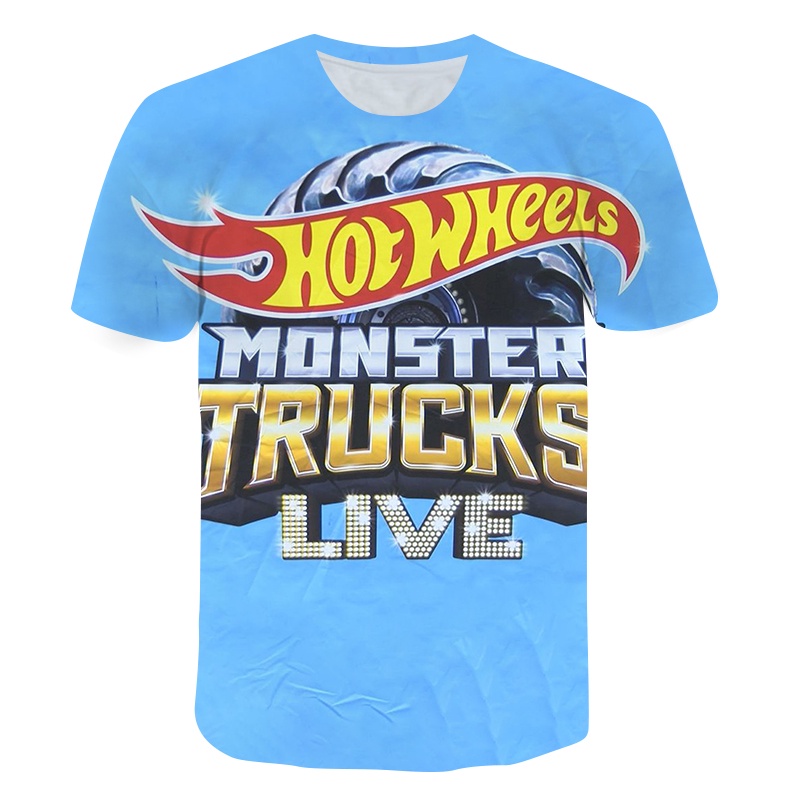 OZONE ROCKS× Hot Wheels Tシャツ Kids Car Hot Wheels Top Summer T-Shirt 3D-Printed Short Sleeve