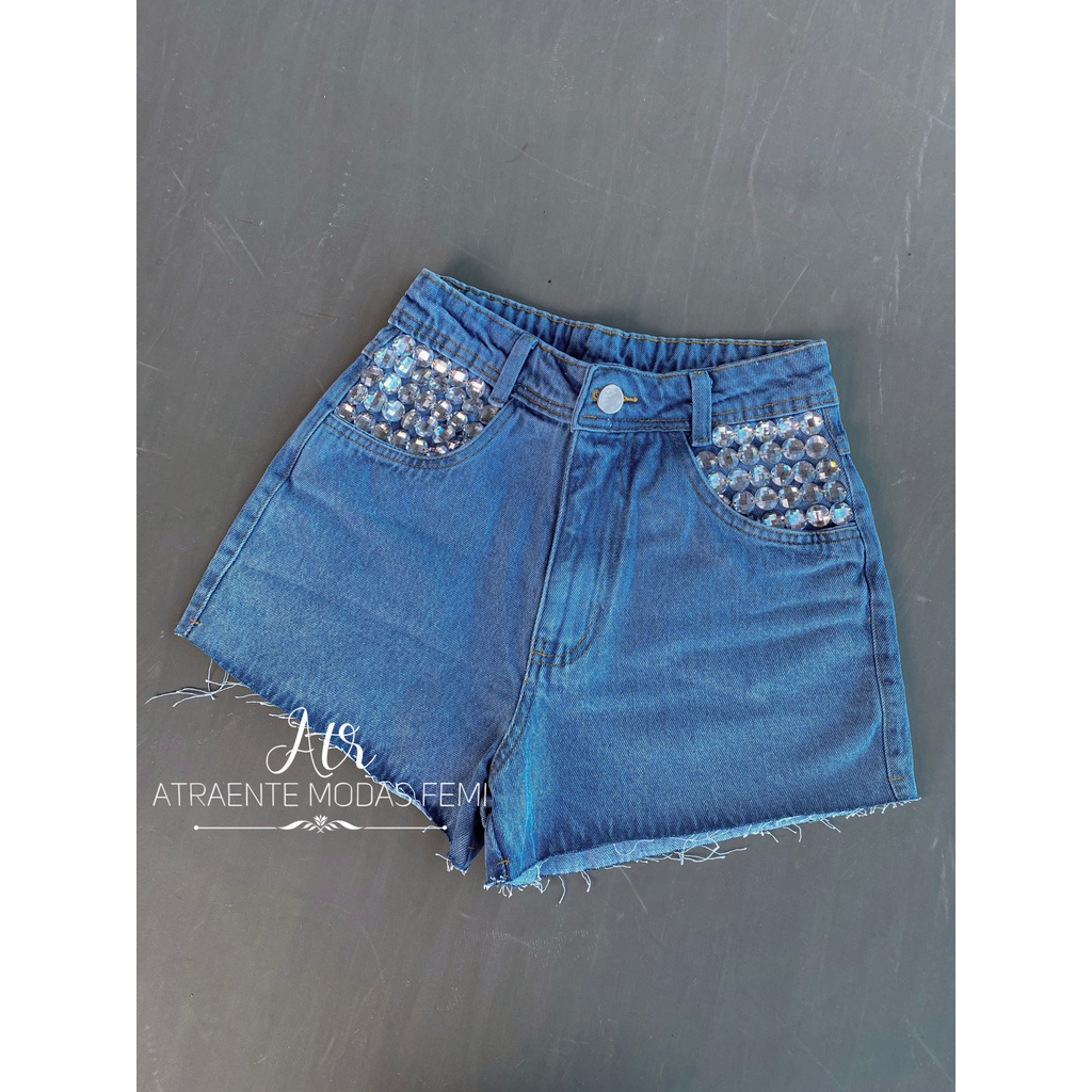 Short jeans hot sale com pedras