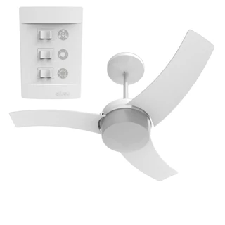VENTILADOR DE TETO SILENCIOSO ALISEU WAVE BRANCO COM CONTROLE DE PAREDE - 3 PÁS - VENTILAÇÃO E EXAUSTAO - SUPER EFICIENTE