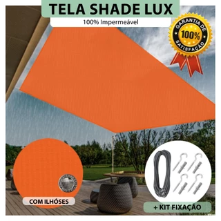 Tela Lona Laranja 4x3 Metros Sombreamento Impermeável Shade Lux + Kit Instalação ZAGATA