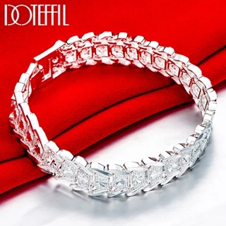 Pulseira Larga De Prata Esterlina DOTEFFIL 925 De 6 Polegadas Para Mulheres Homem Festa De Noivado Jóias De Moda