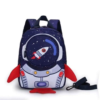 Mochila Rh-Mochi Kids Backpack Com Guia De Segurança 3d Desenho/Foguete/Leve/Escola